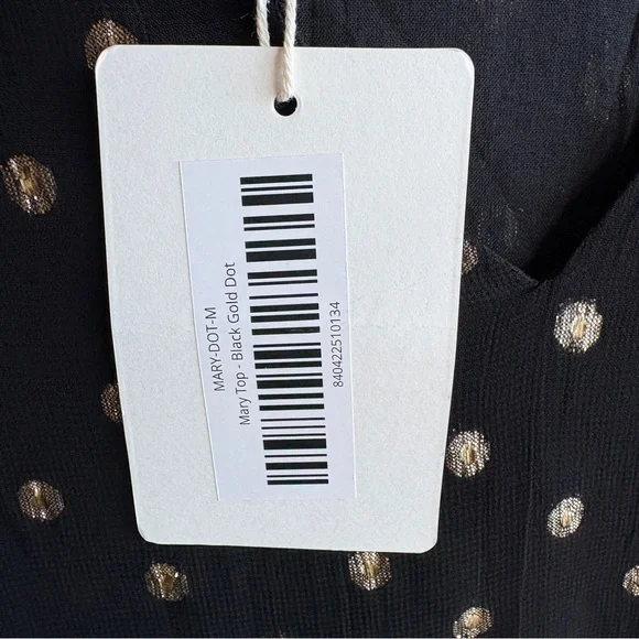 NWT Marea by Liz Joy Mary Top in Black Gold Dot M - Picture 6 of 7